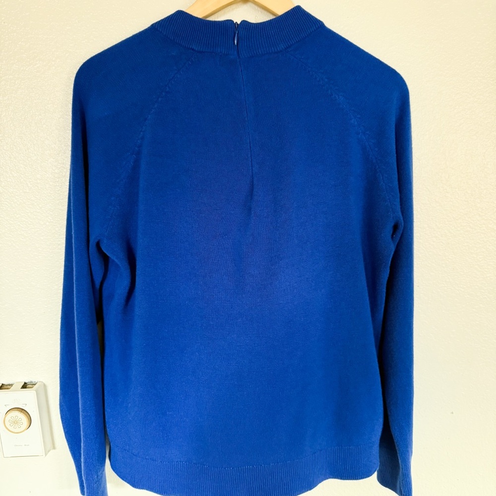 Karen Scott Royal Blue Knit Sweater XL | Back Zip Detail | Classic Basic - Picture 5 of 5